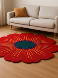 Hand-Tufted Wool Flower Rug | Red, Teal & Gold Floral Rug house warming flower