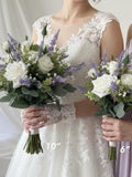 Lavender and White Rose Silk Wedding Petite Bouquet Ð Matching Corsage and Boutonniere wedding flower