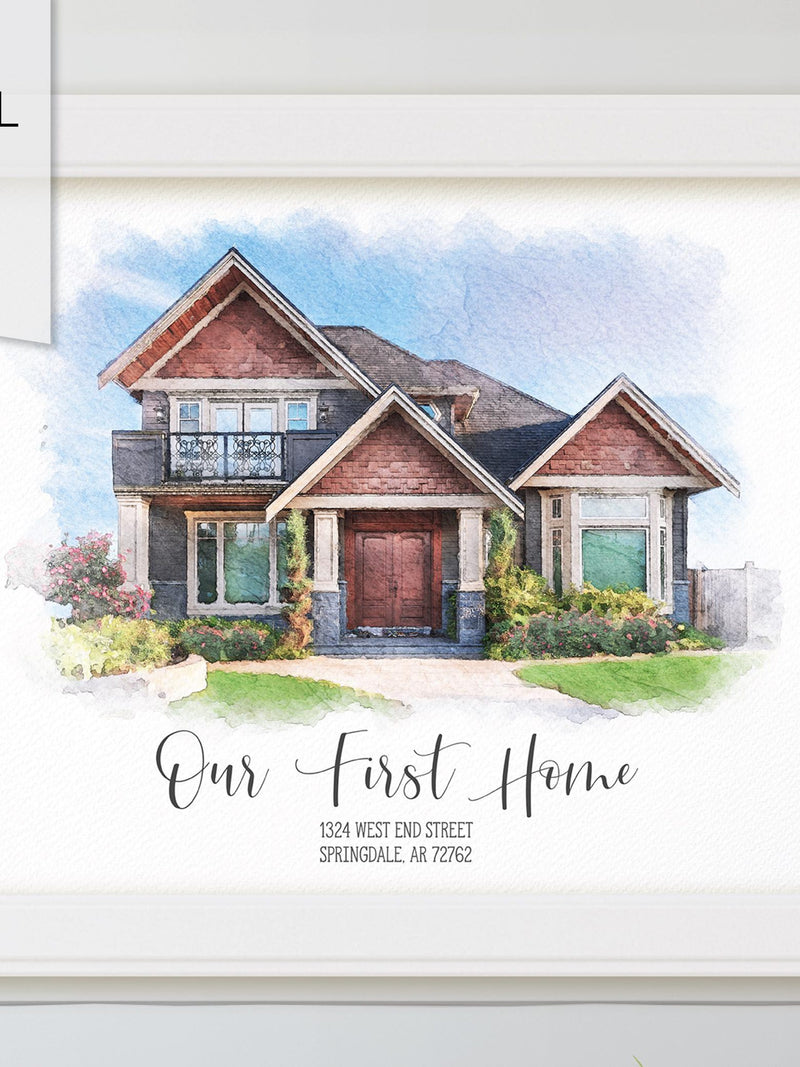 Custom House Portrait, Gift for Home, Personalized Gift, Home Gift, Housewarming Gift Realtor Closing Gift Watercolor House Portrait DIGITAL house warming flower
