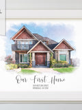 Custom House Portrait, Gift for Home, Personalized Gift, Home Gift, Housewarming Gift Realtor Closing Gift Watercolor House Portrait DIGITAL house warming flower