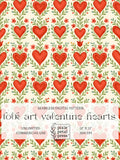 Folk Art Valentine Hearts Seamless Pattern 300 DPI PNG Rustic Love Floral Vines Romance Art Digital Paper Fabric Surface Design File POD Love Romance Flower
