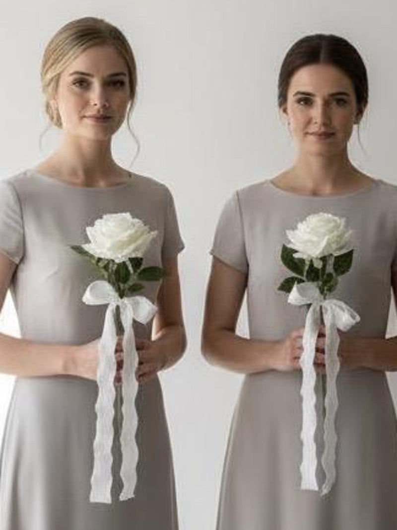 Artificial White Rose Bouquet with Pearl Name Tag Ð Classic Wedding Flowers wedding flower