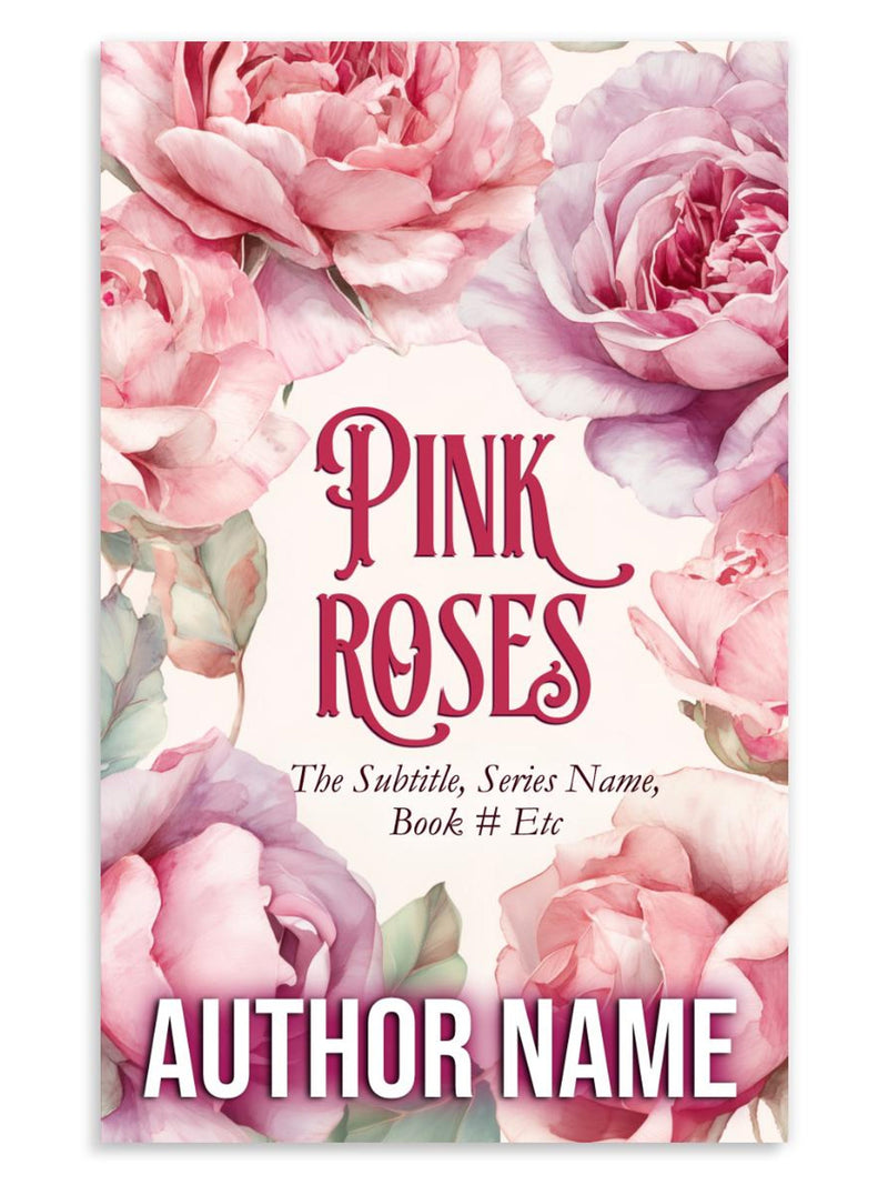 eBook Cover: Pink Roses Flowers Romance Novel, Love Story (Digital Download, KDP Ready) Love Romance Flower