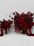 Red and burgundy faux bridal bouquet Moody wedding Bouquet