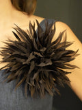 Large Silk Flower Brooch - Chrysanthemum Pin, Chocolate brown brooch silk flower