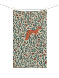 Fox and Flowers Hand Towel Green Leaves Home Decor Gift Idea House Warming Gift Wedding Anniversary Present Mom Animal Lover Soft Towel house warming flower