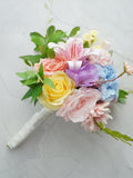 Pastel Bridal Bouquet - Colorful Rose and Lily Wedding Flowers Bridesmaid Arrangement wedding flower