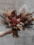 The Autumn-Terracotta Rust Bridal Bouquet, Neutral Boho Wedding Flowers, Burnt Orange Pampas Grass, Desert Wedding - wedding flower