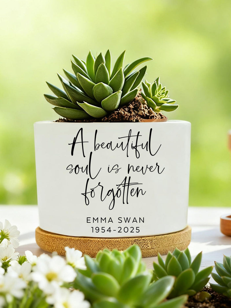 Personalized Memorial Planter,Memorial Gift,Celebration of Life,Condolences Gift,Gift for Grieving,Sorry For Your Loss,Succulent Pot sympathy flower