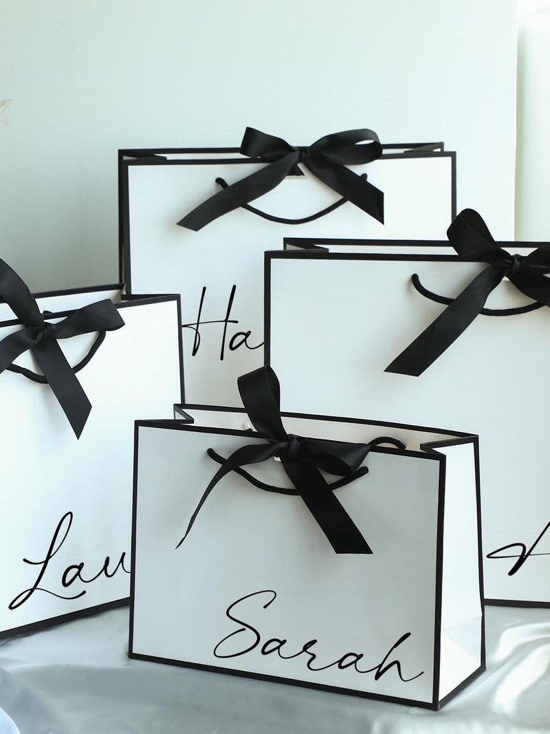 Personalized Name Gift Bags, Ribbon Tie Rope Gift Bags, Thank You Gift Bags, Birthday Gift Bags, Wedding Gift Bags, Bridesmaid Gift Bags birthday flower