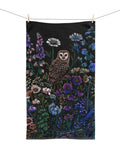 Night Owl Hand Towel Owl and Flowers Illustration House Warming Gift Wedding Anniversary Present Mom Animal Lover Inexpensive Gift house warming flower