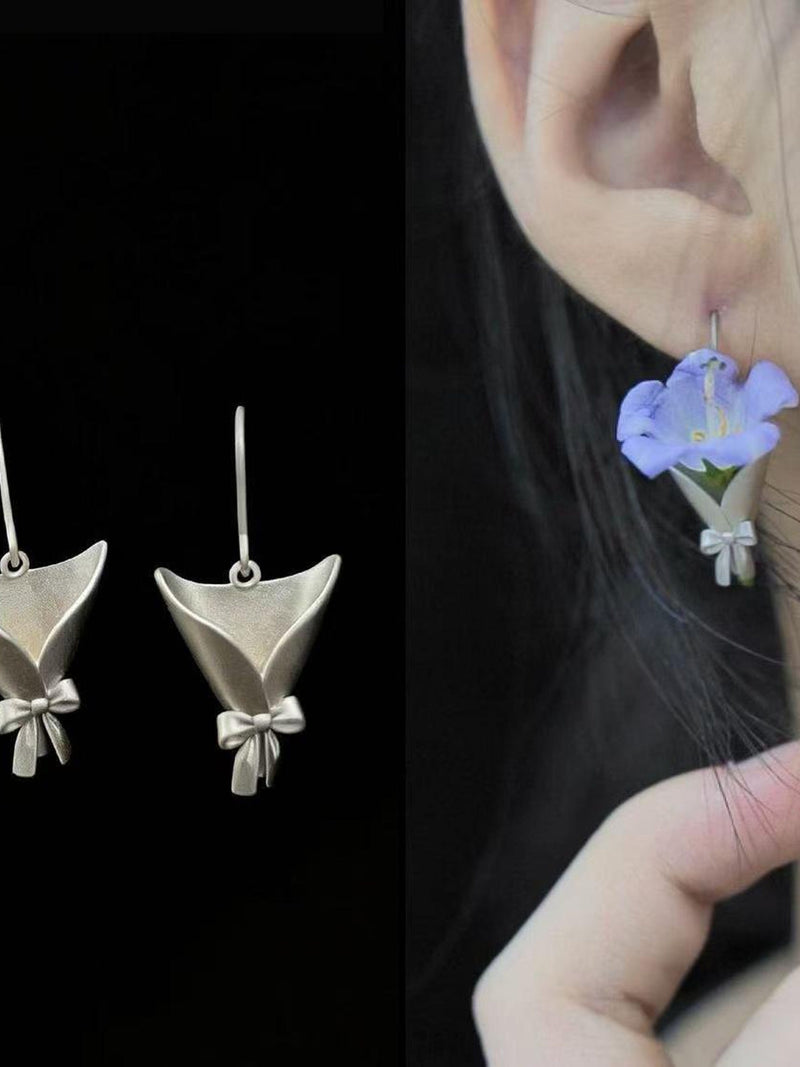 Sterling silver DIY floral bouquet earrings, flower earrings, hypoallergenic, fun earrings, birthday gifts, Christmas gifts FLOWER DELIVERY
