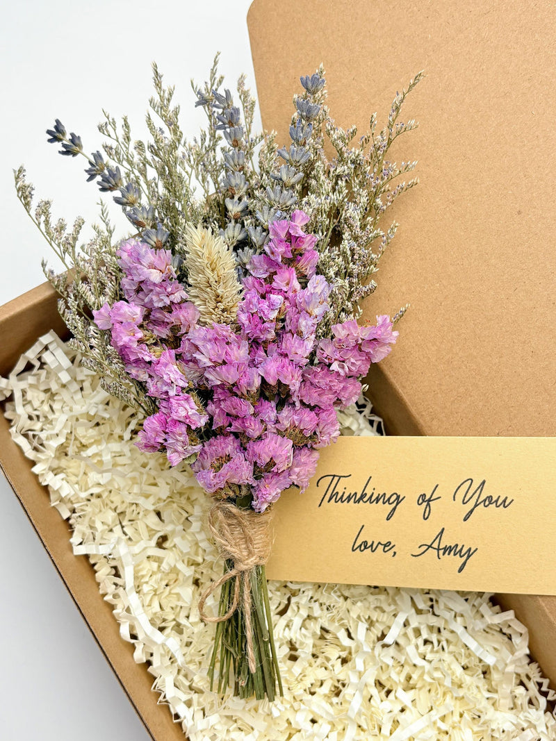 Thinking of You Gift, Forget-Me-Not Dried Flower Bouquet, Long Distance Miss You Keepsake, Care & Comfort Gift for Friend or Loved One sympathy flower