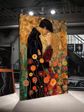 Romantic Embrace Canvas Wall Art, Abstract Couple Painting, Vibrant Love Illustration, Modern Home Decoration, Colorful Floral Design Love Romance Flower
