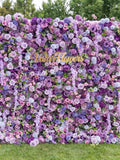 5D Lavender Purple Artificial Flower Wall, Wedding Backdrop ANNIVERSARY