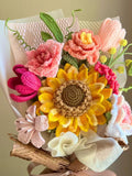Mother's Day Crochet Sunflower bouquet, Handmade personalized keepsake sympathy Gift for Graduation, Teacher, Birthday, Mom, Grandma, Wife sympathy flower