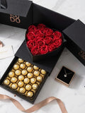 Heart Flower Box with Drawer Ð Eternal Faux Roses & Ferrero Rocher ANNIVERSARY