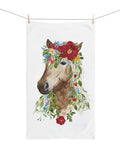 Brown Horse Flower Hand Towel Flowers Kitchen Decor Gift Idea House Warming Gift Wedding Anniversary Present Mom Animal Lover Soft Towel house warming flower