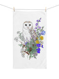 White Owl Flowers Hand Towel Bird Home Decor Kitchen Gift Idea House Warming Gift Wedding Anniversary Present Mom Animal Lover Soft Towel house warming flower