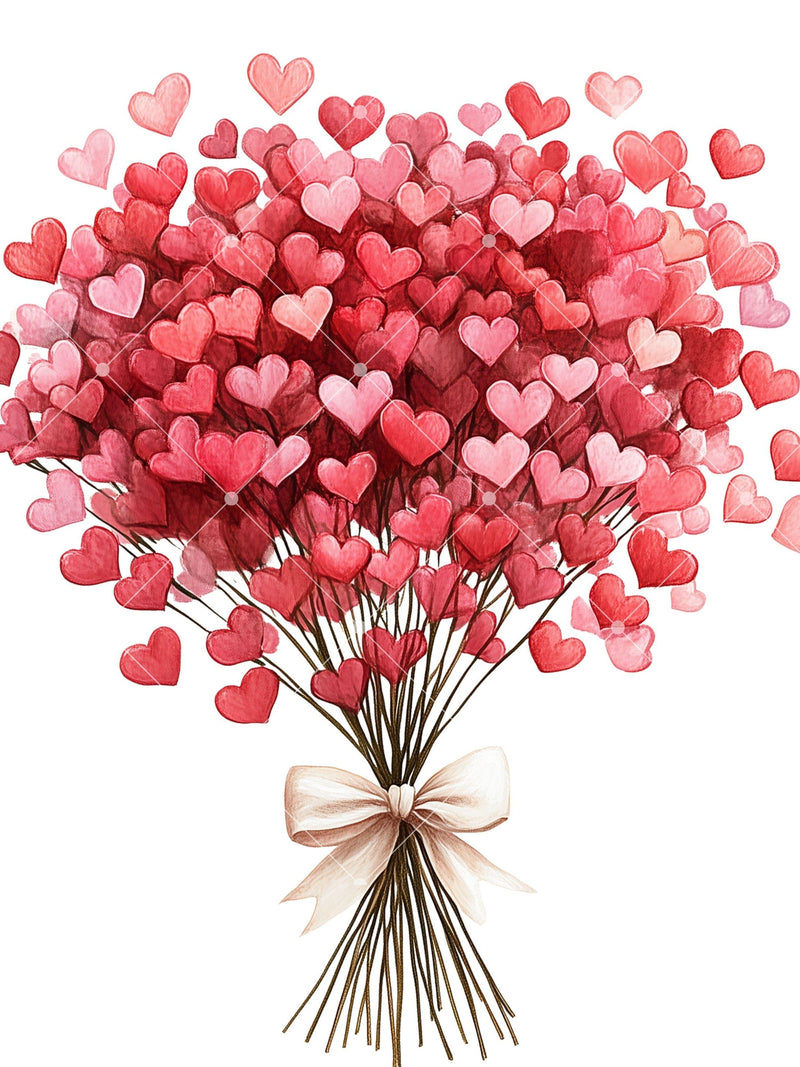24 Valentine PNG Cliparts | Heart Bouquet Illustrations | Romantic Watercolor Elements | Love Clipart Set for Cards, Crafts & Sublimation Love Romance Flower