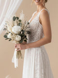 Boho Eucalyptus Dried Flower Bridal Bouquet, Boho Wedding Flower Bouquet