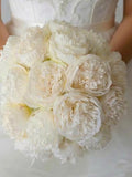 Ivory Silk Peony Wedding Bouquet: Faux Flowers Classic Bridal Flowers wedding flower