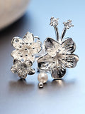 Flowerful Silvered Ring, Dainty Statement for Women, Asymmetric Layered Blossoms, Birthday Flowering Gift FLOWER DELIVERY