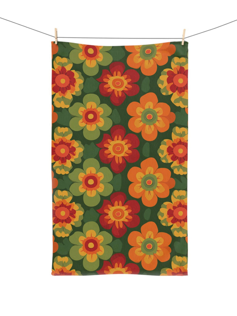 Flower Retro Hand Towel Retro Floral Home Decor Kitchen Idea House Warming Gift New Home Owner Xmas Gift Mom Gift Idea  Gift Basket Idea house warming flower