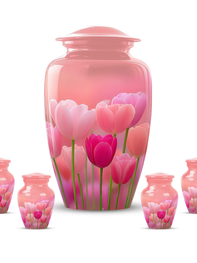 Handcrafted Tulip Cremation Urn Ð Pink Floral Memorial Keepsake FLOWER DELIVERY