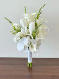 Minimalist White Calla Lily & Phalaenopsis Wedding Bouquet Bouquet