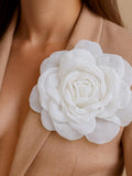 Large White Rose Hair Clip, Silk Flower Brooch, Bridal Hair Accessory, Wedding Corsage Pin silk flower