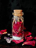 Love Charm Jar | Crystal and Herb Jar for Self-Love, Romance, Positive Energy | Witchy Spell Love Romance Flower