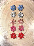 "Eva" flower tassels, 26mm, varnished polymer clay, with or without stainless steel hoops and donut - handcrafted, 2 possible looks Love Romance Flower