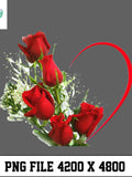 Red Rose Bouquet Clipart, Valentine Heart PNG, Romantic Floral Digital Download, Rose PNG for Cards, Wedding Invitation, Scrapbook, Stickers Love Romance Flower