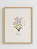 Custom Airy Birth Flower Bouquet Digital Art | Personalized Family Flower Print | Gift for Her | Birthday Month Flower Arrangement birthday flower