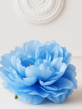 1 Soft Blue Peony Blossom - Artificial Silk Flowers, Peony Sky Blue 5.9" ,Floral Hair Accessories Big Flower Supplies Faux Fake DIY Wedding silk flower