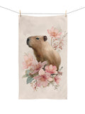 Pink Flowers Capybara Hand Towel Pink Flower Home Decor Capybara House Warming Gift New Home Owner Xmas Gift Mom Gift Idea  Gift Basket Idea house warming flower