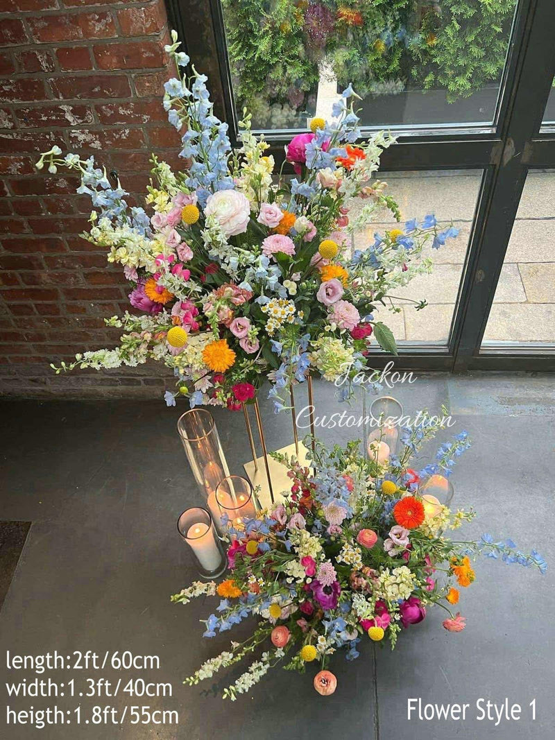 Colorful Wedding Aisle Floral Runner, Ground Flower Altar Decor wedding flower