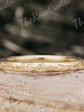 D-Shape 2MM Birth Flower Ring Solid Gold Nature Inspired Leaf Wedding Band Stacking Matching Ring Handmake Anniversary Rings For Women ANNIVERSARY