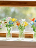 Hand Blown Mini Glass Flowers, Birth Month Flower Gift, Miniature Glass Art, Lampwork Bouquet, Tiny Home Decor, Unique Glass Sculpture ANNIVERSARY