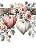 Romantic Watercolor Floral Heart Clipart Rustic Wood Hearts Clip Art Digital Download Valentines Day Clipart Floral Bouquet JPG Illustration Love Romance Flower