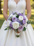 Elegant White Peony Wedding Flowers With Lavender & Light Purple Bridal Bouquet wedding flower