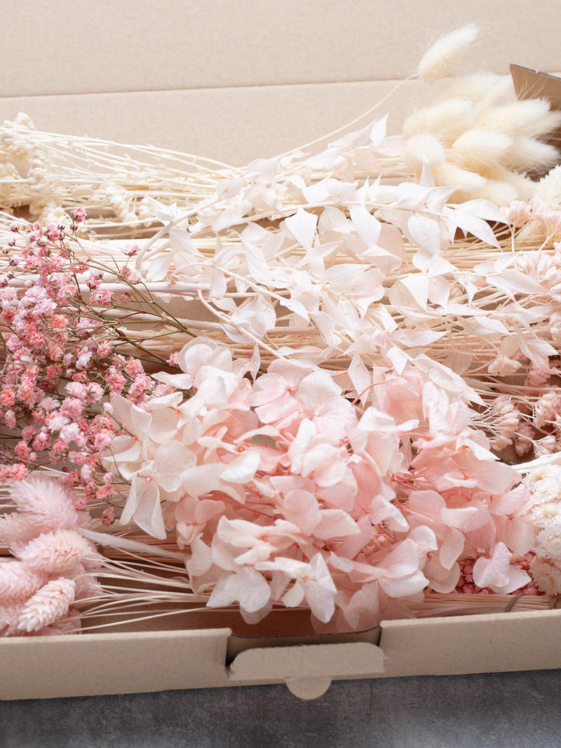 Dried Flowers, pink flower, DIY Mix, DIY set, Flower Box, wedding DIY, flower bouquet, pampas grass, lagurus, phalaris, Creative Projects, FLOWER DELIVERY