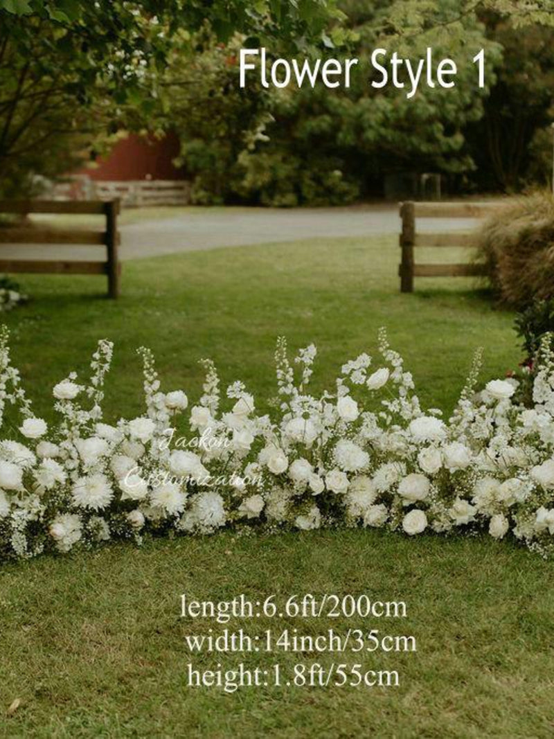 White Wedding Aisle Flower Runner, Garden Ceremony Baby's Breath Floor Decor wedding flower