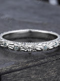 Unique Flower Alexandrite wedding band Bee ring White gold ring Full eternity band Stackable ring Bridal ring Promise ring Anniversary ring ANNIVERSARY