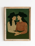 Cowgirl Lovers Poster Ð Queer Western Romance Wall Art in Rustic Tones Love Romance Flower