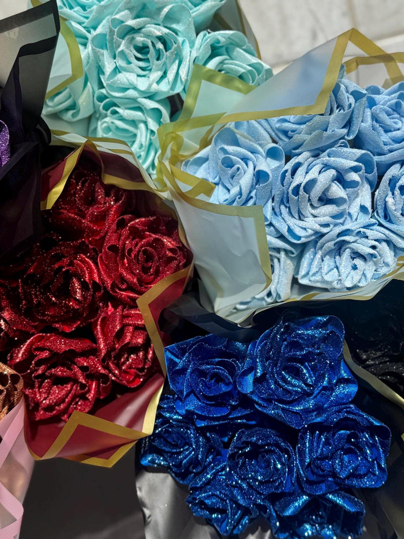 Eternal Ribbon Flower Bouquet Ð Handmade Glittered Ribbon Roses | Forever Bouquet Gift | Keepsake Floral Arrangement FLOWER DELIVERY