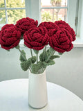 Red Crochet Rose Flower - Handmade Wool Eternal Rose for ValentineÕs Day & Anniversaries - Romantic Knitted Gift for Her - Everlasting Decor ANNIVERSARY