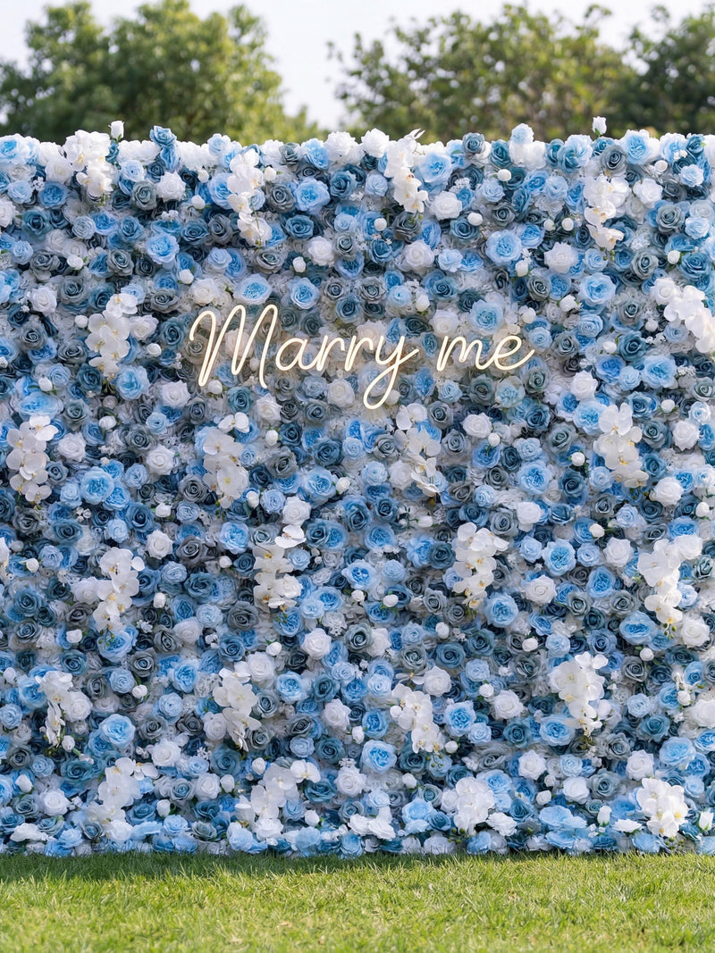 Blue and White Floral Backdrop Ð Elegant Flower Wall Decor ANNIVERSARY
