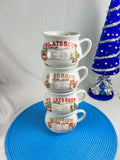 Vintage set of 4 soup bowls for Tomato Soup and Mushroom recipes Ñ 1980s retro ceramic, handmade, Made in China flower spore